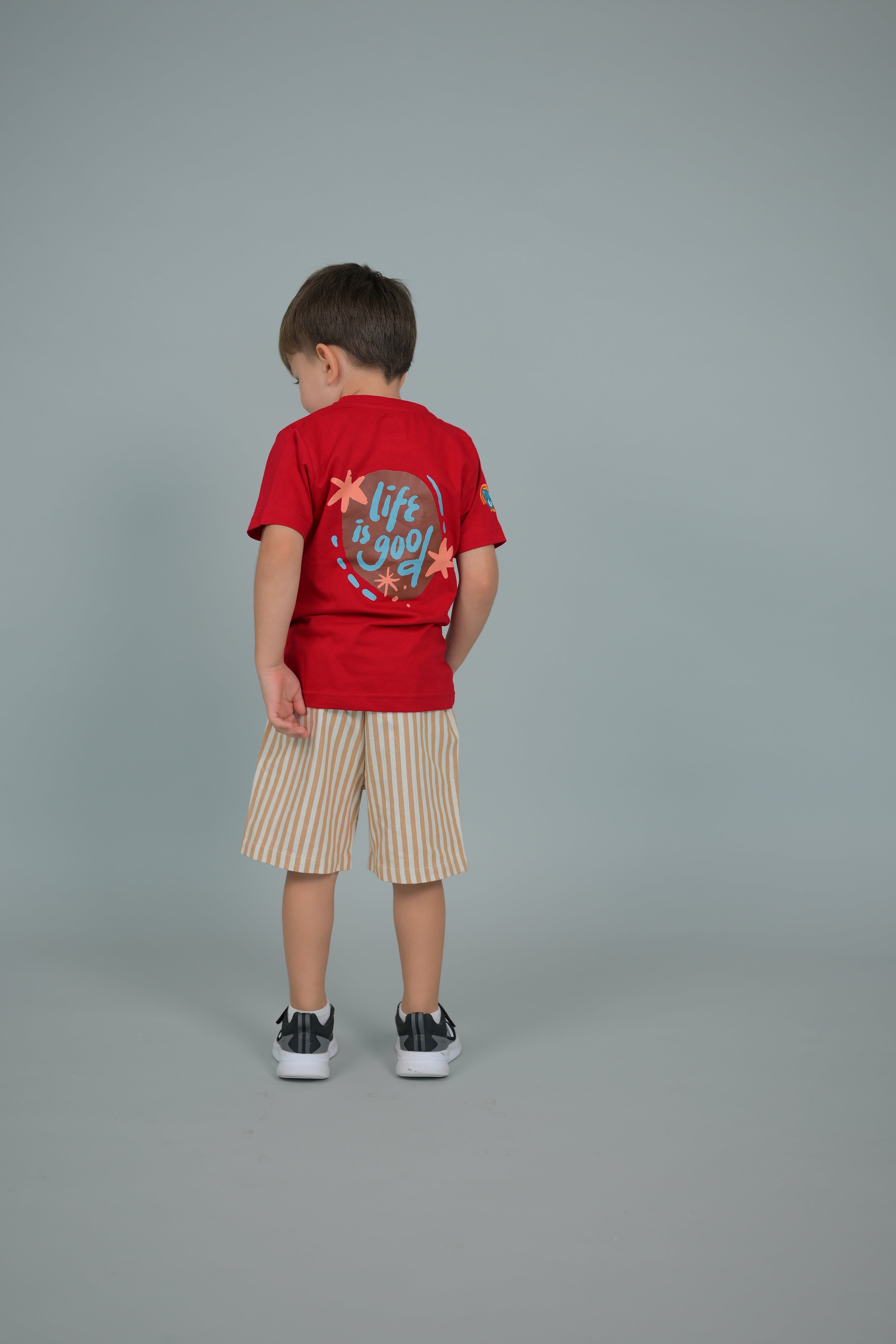 Cotton Graphic Statement T-Shirt and Shorts Set for Boys  - Red