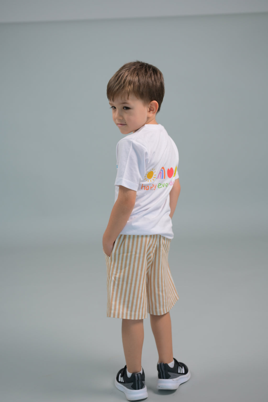 Cotton Graphic Statement T-Shirt and Shorts Set for Boys - White