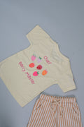 Cotton Graphic Statement T-Shirt and Shorts Set for Boys - Beige