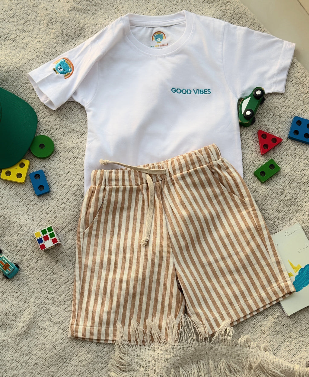 Cotton Graphic Statement T-Shirt and Shorts Set for Boys - White