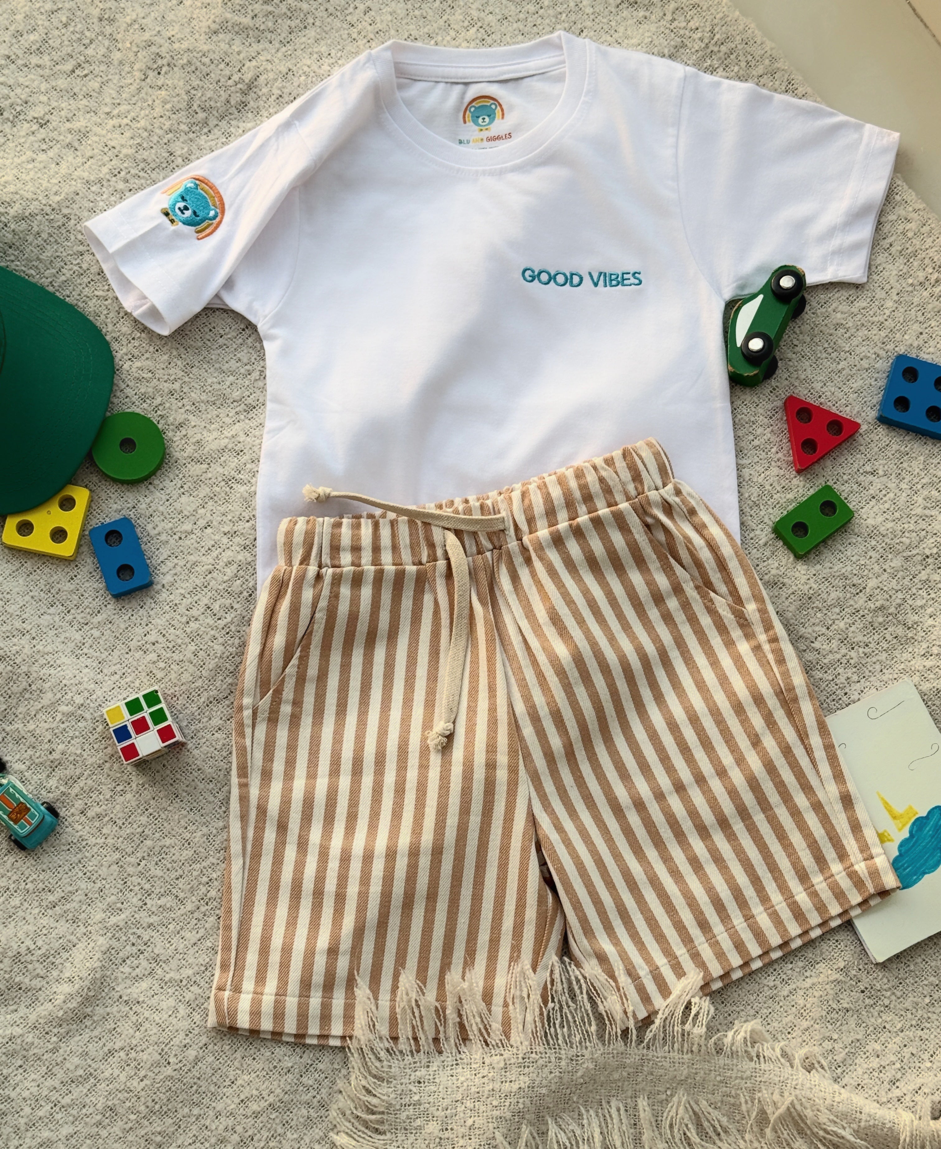 Cotton Graphic Statement T-Shirt and Shorts Set for Boys