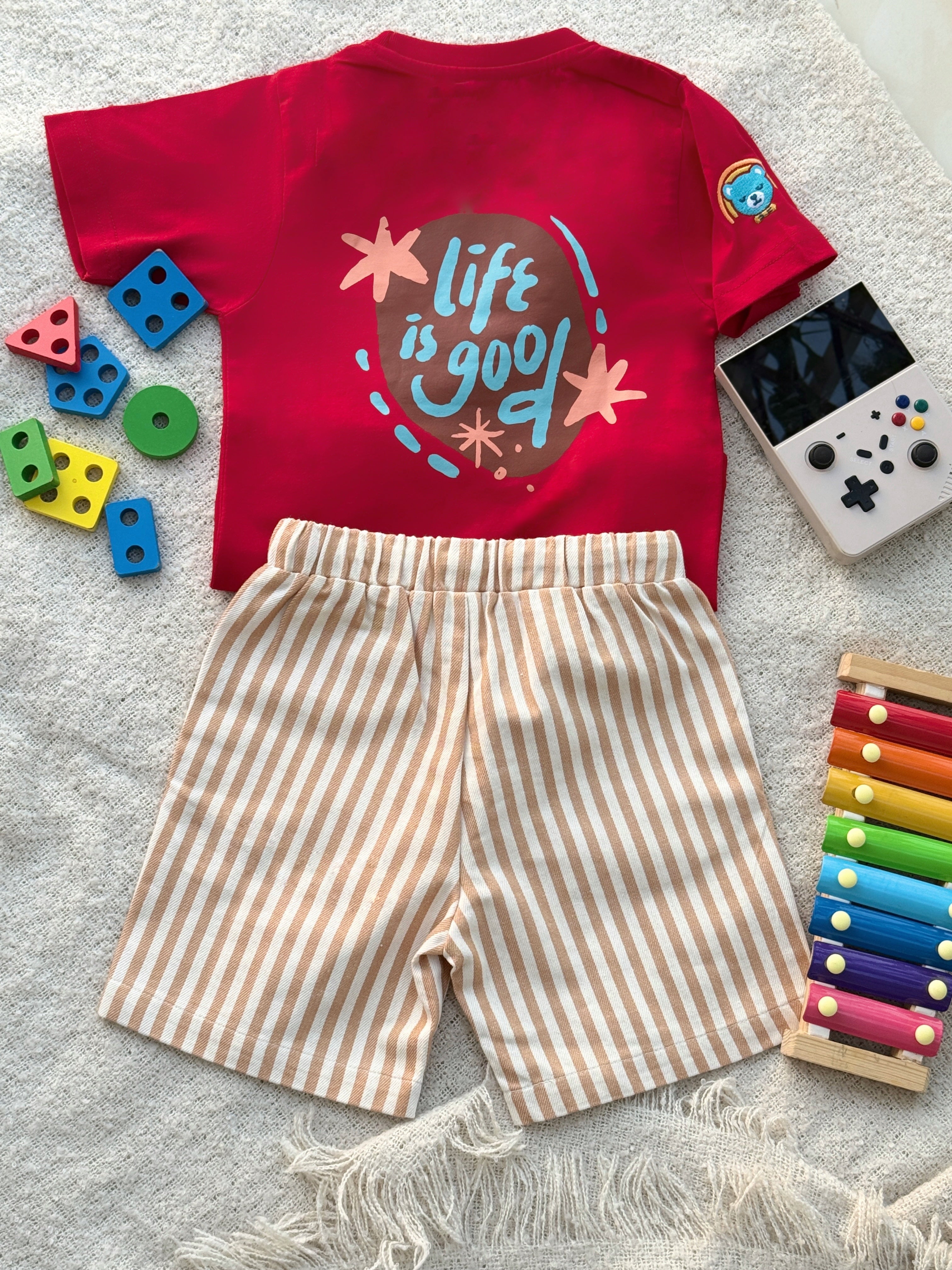 Cotton Graphic Statement T-Shirt and Shorts Set for Boys