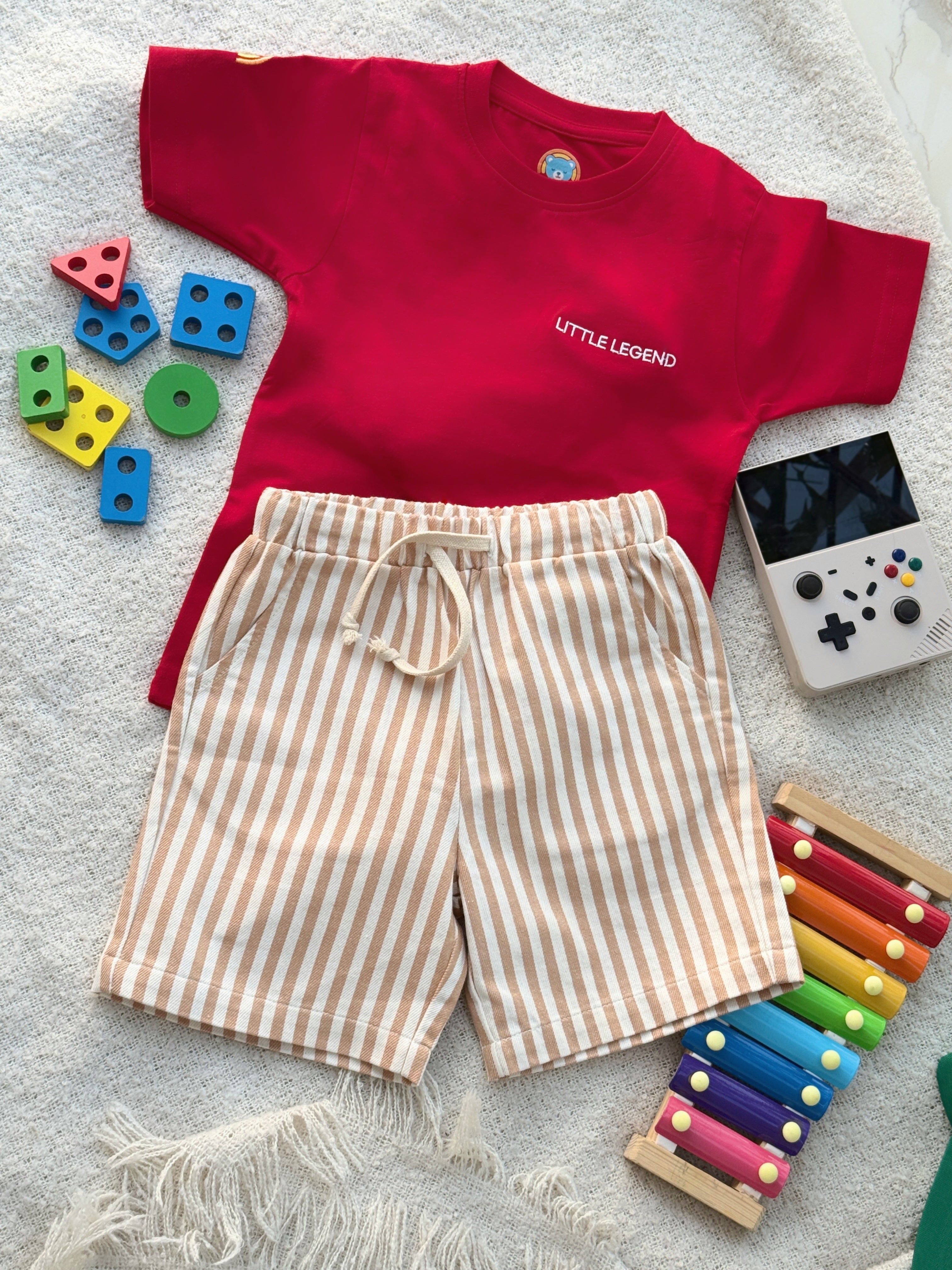 Cotton Graphic Statement T-Shirt and Shorts Set for Boys