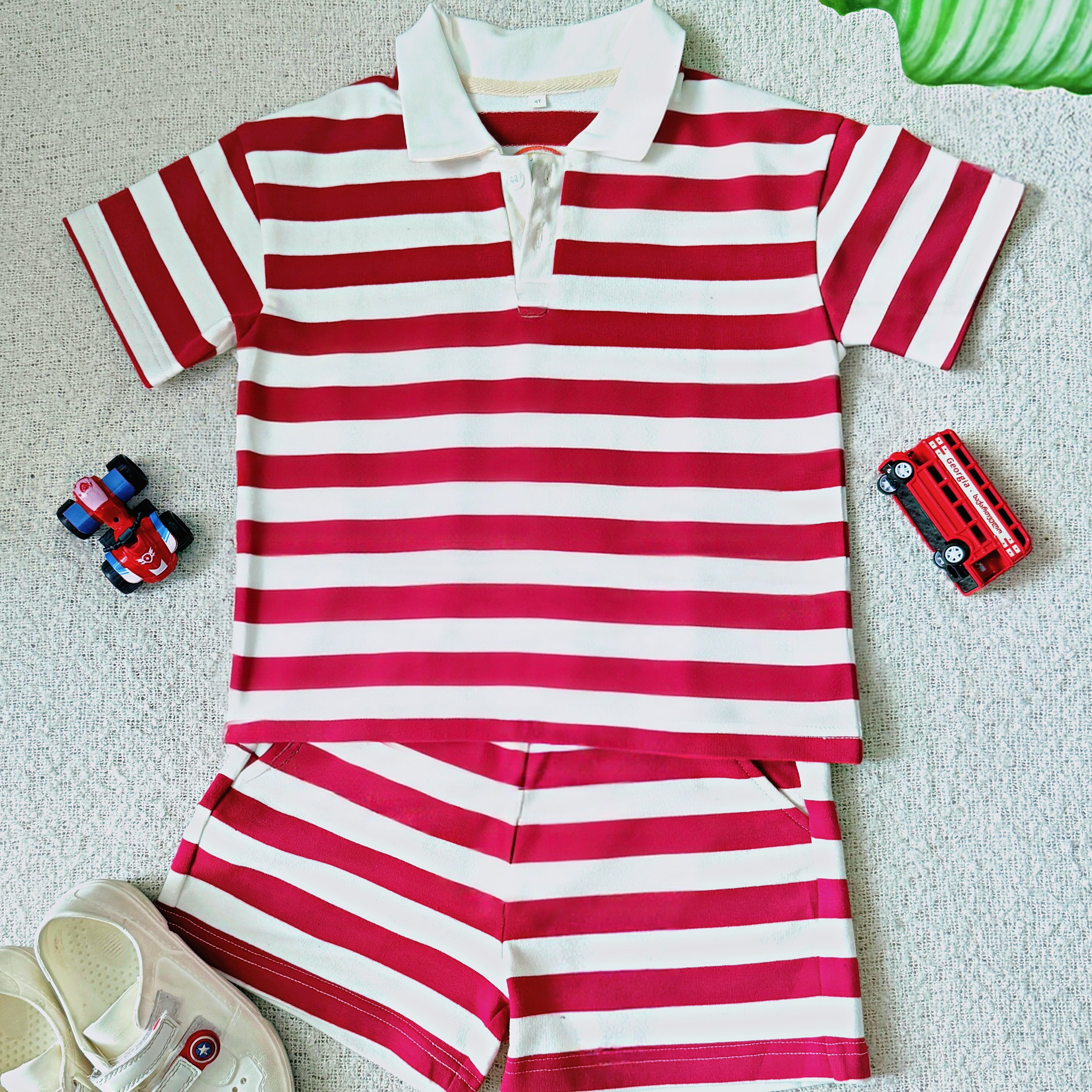 Cotton Striped Co-ord Set for Boys