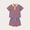 Cotton Striped Co-ord Set for Boys - Blue
