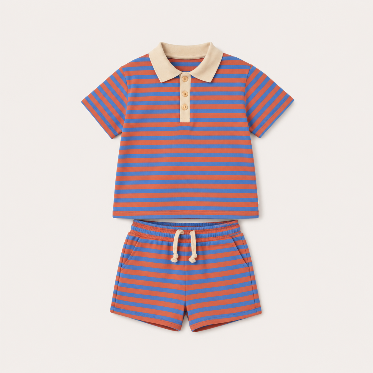 Cotton Striped Co-ord Set for Boys - Blue