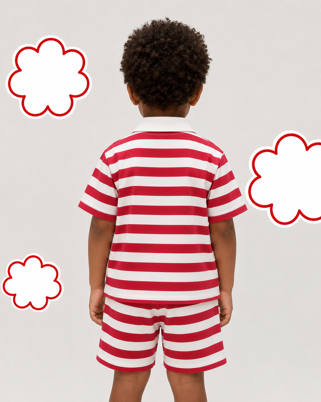 Cotton Striped Co-ord Set for Boys - Red