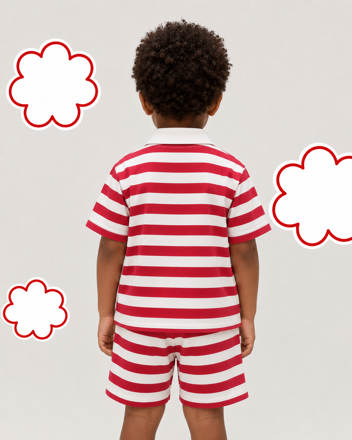 Cotton Striped Co-ord Set for Boys - Red