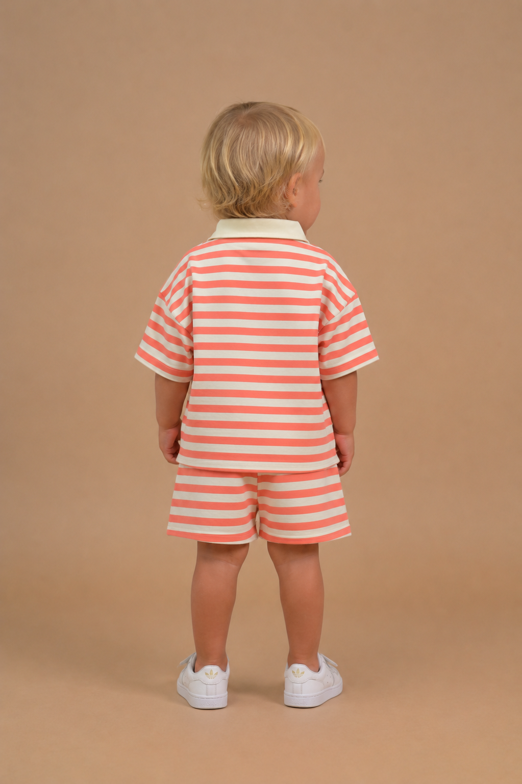 Cotton Striped Co-ord Set for Boys - Orange