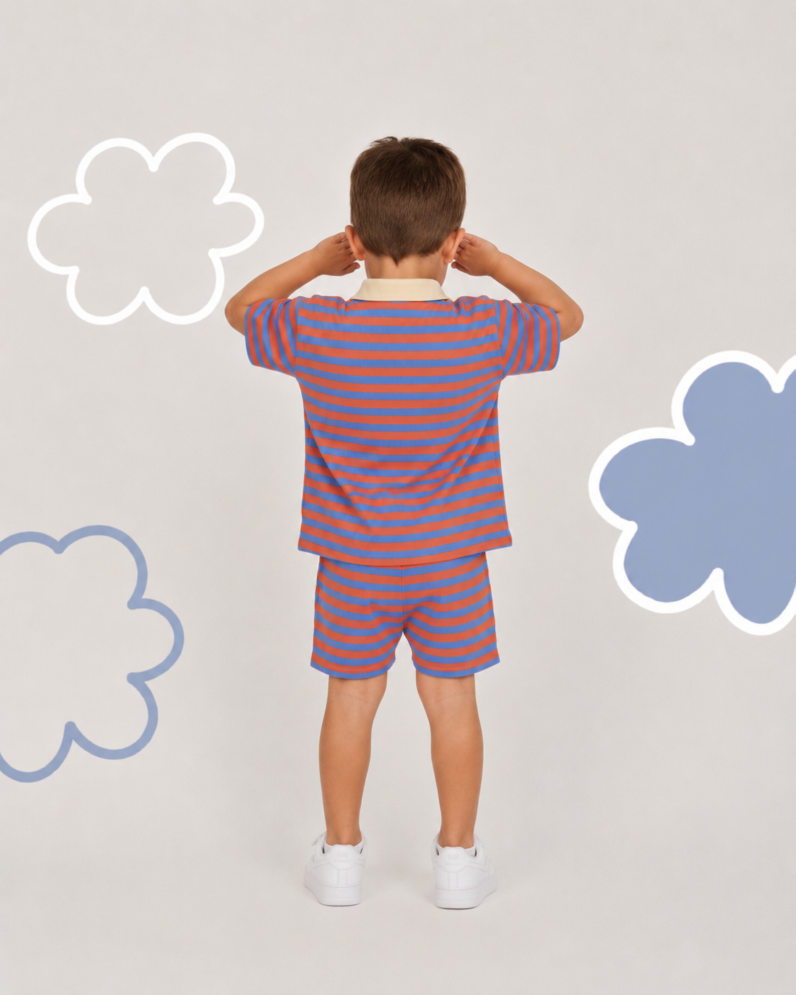 Cotton Striped Co-ord Set for Boys - Blue