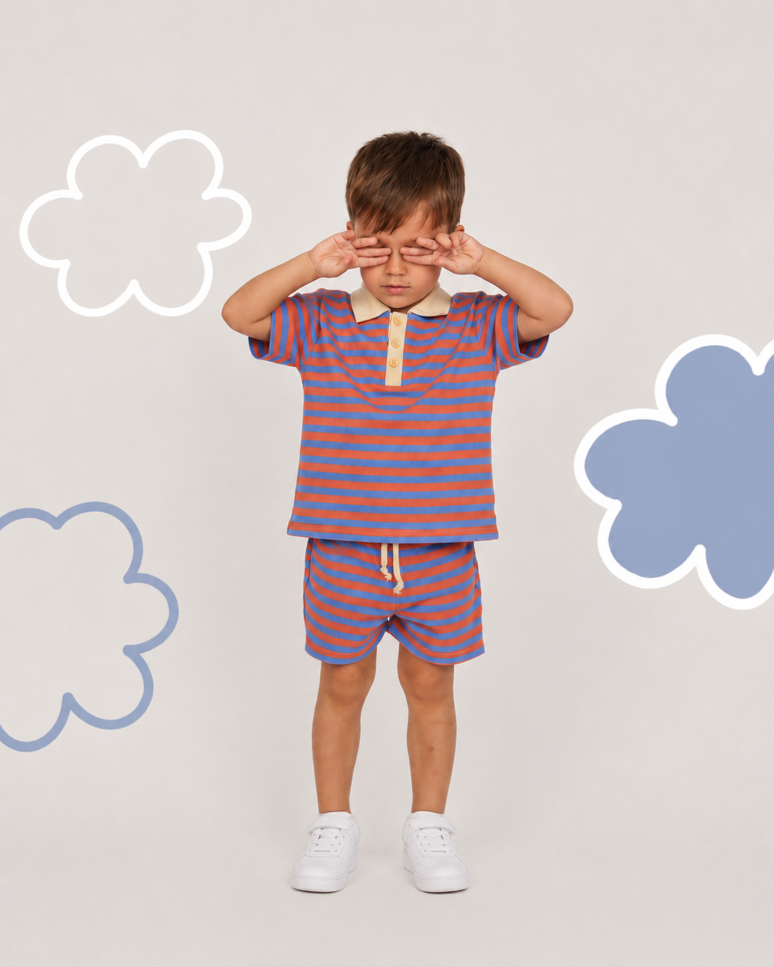 Cotton Striped Co-ord Set for Boys - Blue