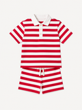 Cotton Striped Co-ord Set for Boys - Red